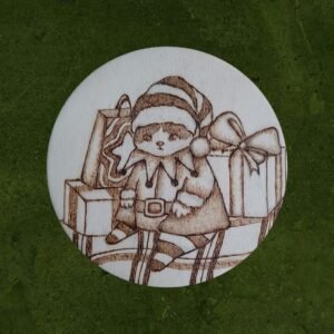 Cat among presents coaster/deco circle